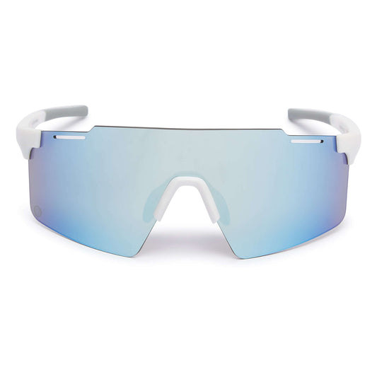 Kukuna® Element Performance sunglasses with grey lens and blue mirror, featuring a lightweight Matt White TR90 frame.