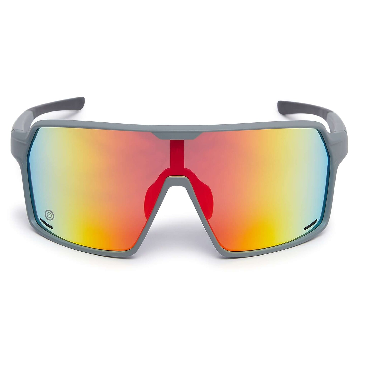 Kukuna® Summit lifestyle sunglasses with grey frame and red mirror lenses, perfect for performance and UV protection.