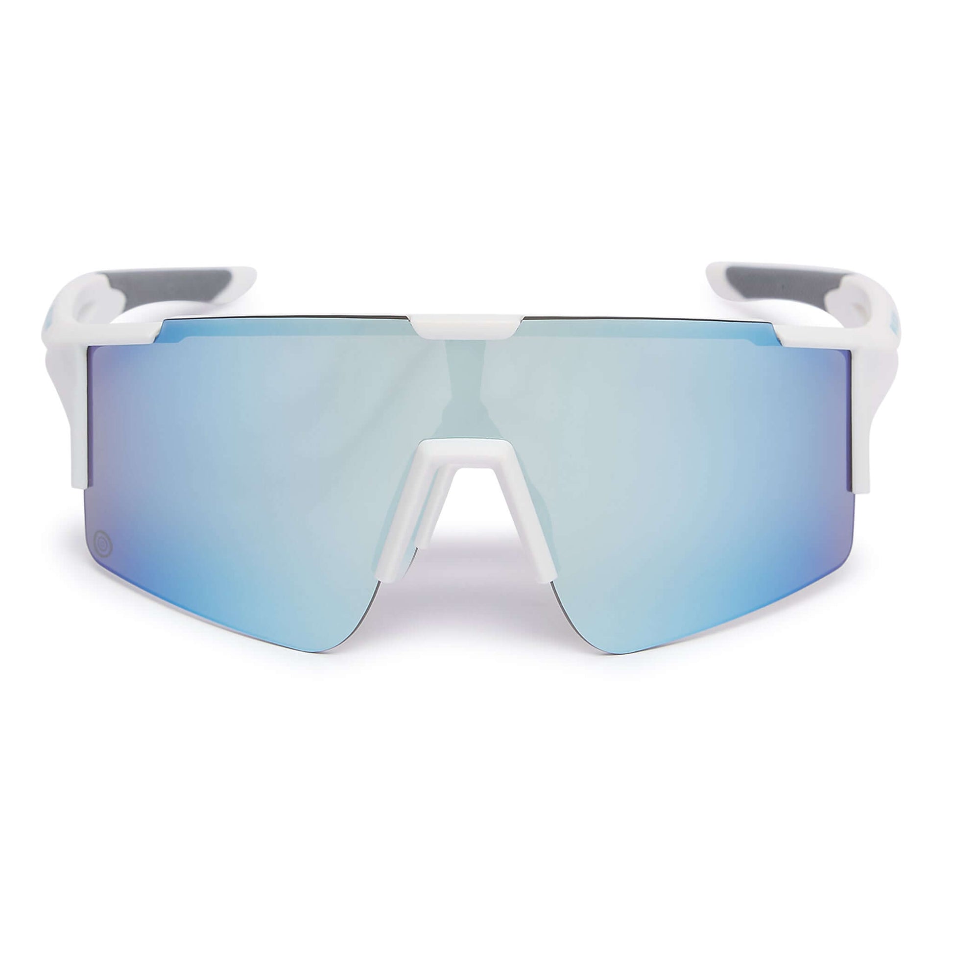 Kukuna Performance sunglasses with white frame and ice blue mirror lenses