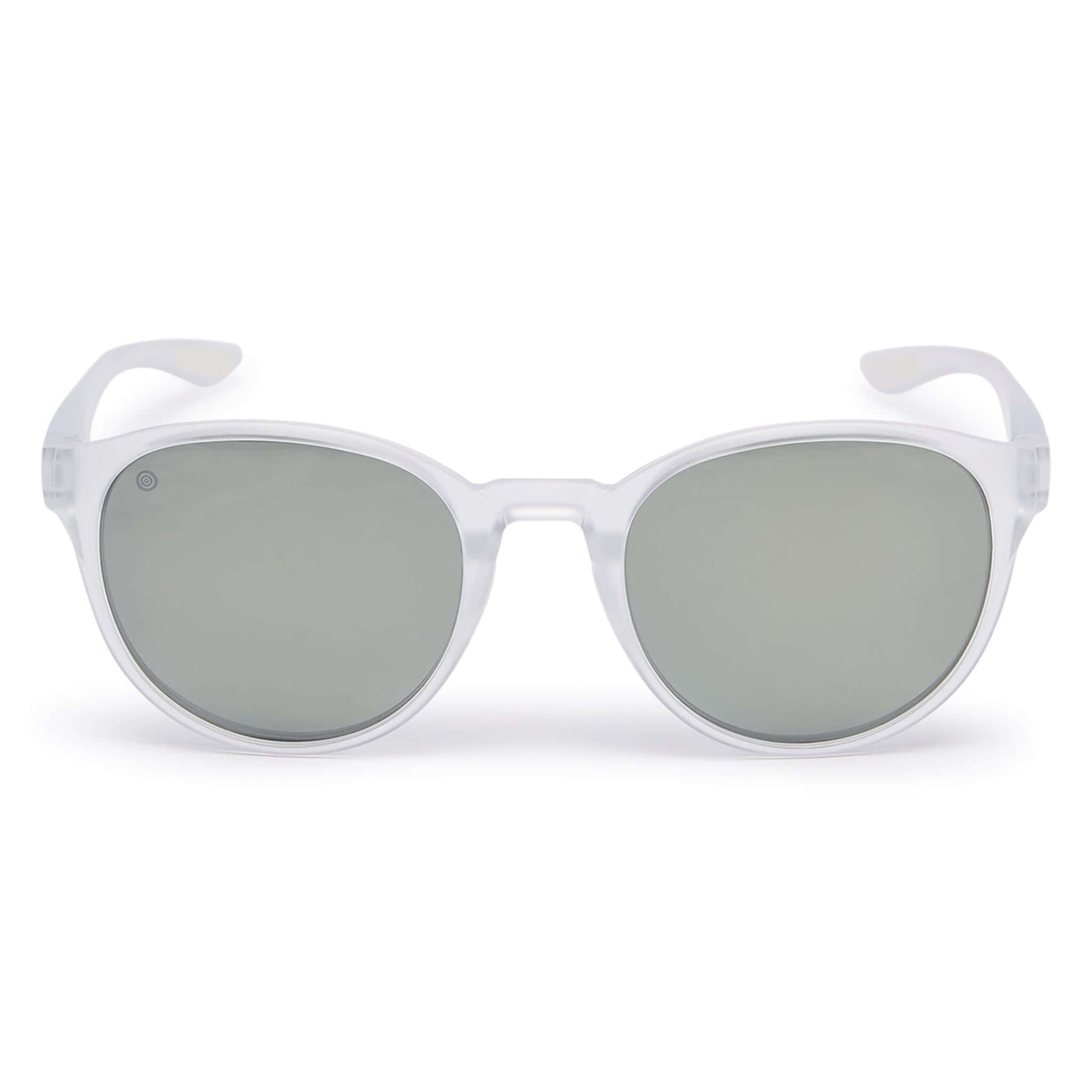 Kukuna® Hope Cove lifestyle sunglasses with grey lenses and clear frosted TR90 frame for optimal UV protection and style.