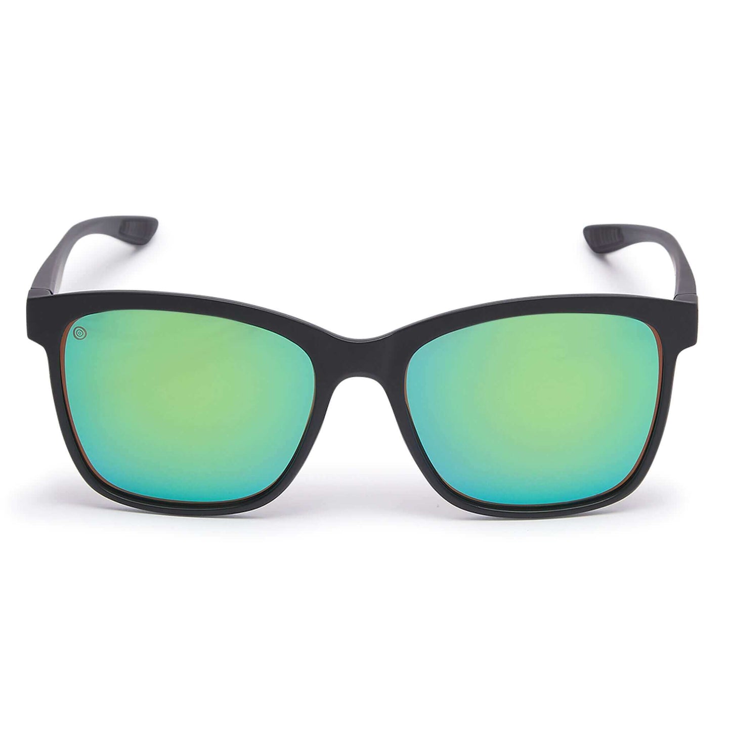 Kukuna Seaton sports sunglasses with black TR90 frame and green mirror lens, designed for optimal eye protection and performance.