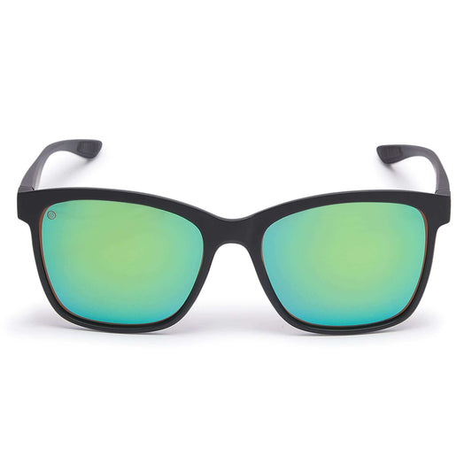 Kukuna Seaton sports sunglasses with black TR90 frame and green mirror lens, designed for optimal eye protection and performance.