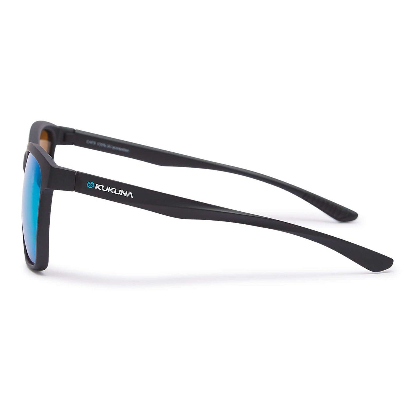 Kukuna Seaton sports sunglasses featuring a black TR90 frame and green mirror lens for high performance and UV protection.