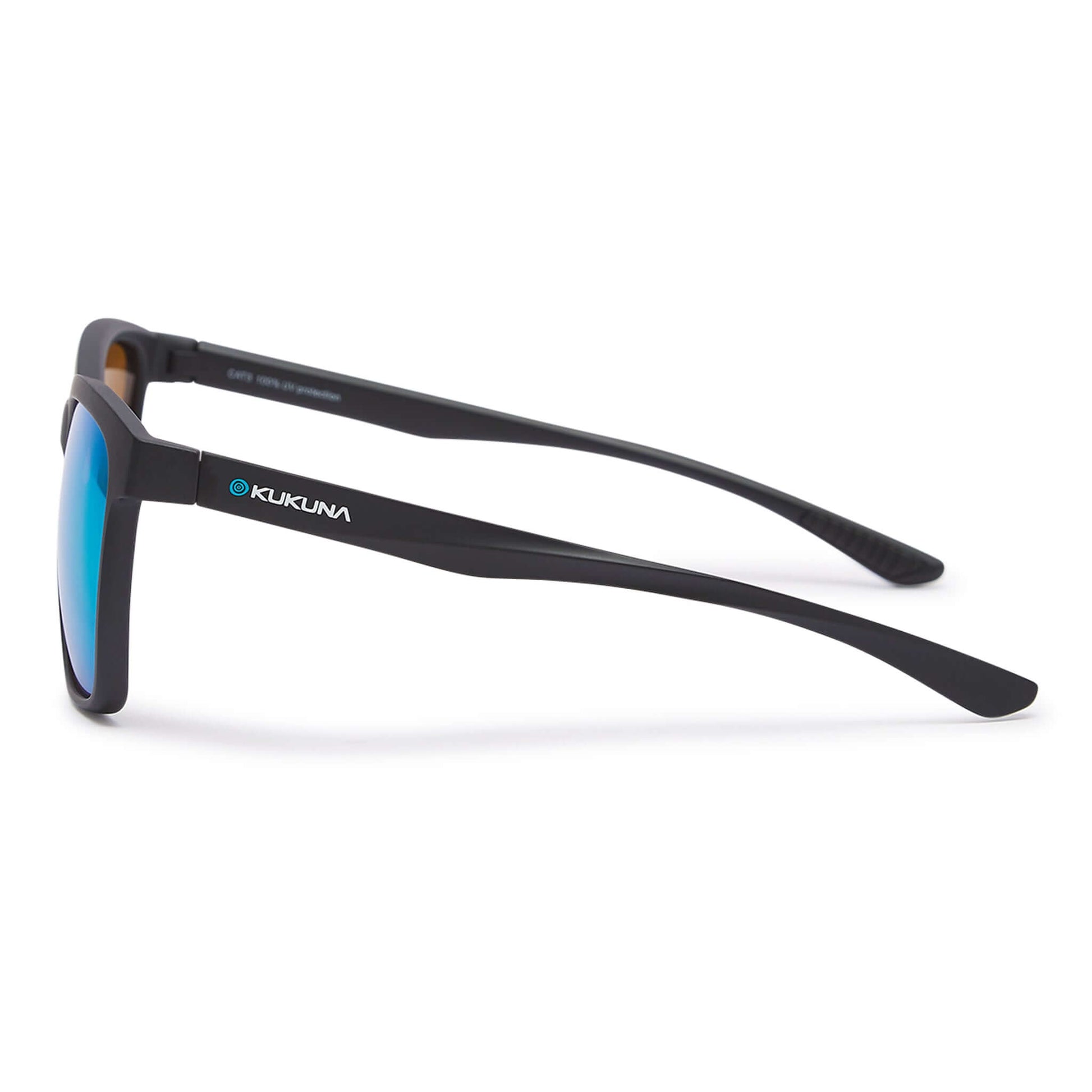 Kukuna Seaton sports sunglasses featuring a black TR90 frame and green mirror lens for high performance and UV protection.