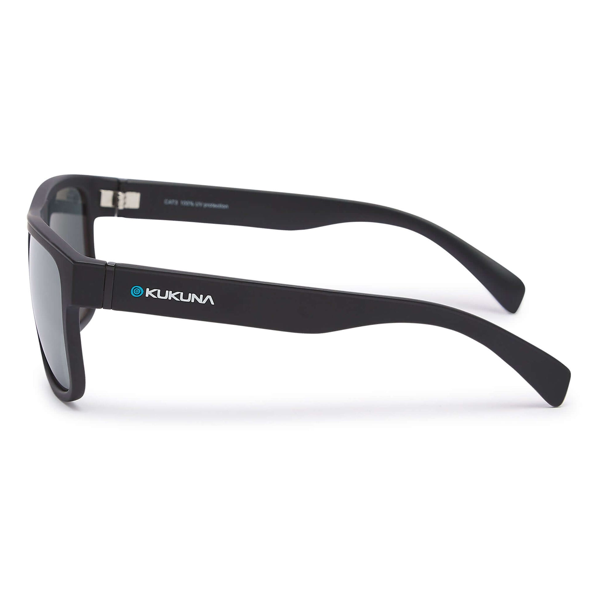 Kukuna® Nanjizal lifestyle sunglasses in matt black frame with grey lens, featuring sleek design and modern style.