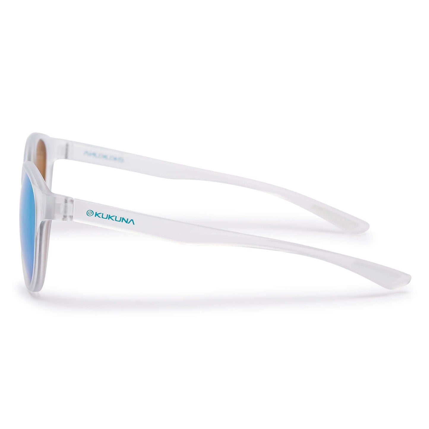 Kukuna® Hope Cove lifestyle sunglasses with clear frosted frame and green lenses, perfect for sports and outdoor activities.