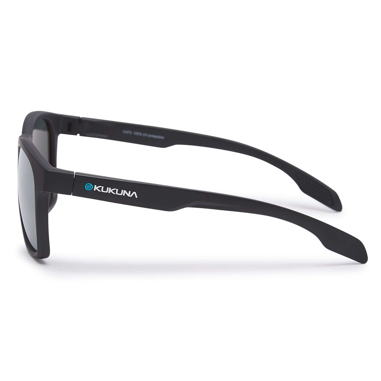 Kukuna® Dawlish durable sports glasses with black frame and polarised grey mirror lens left side view