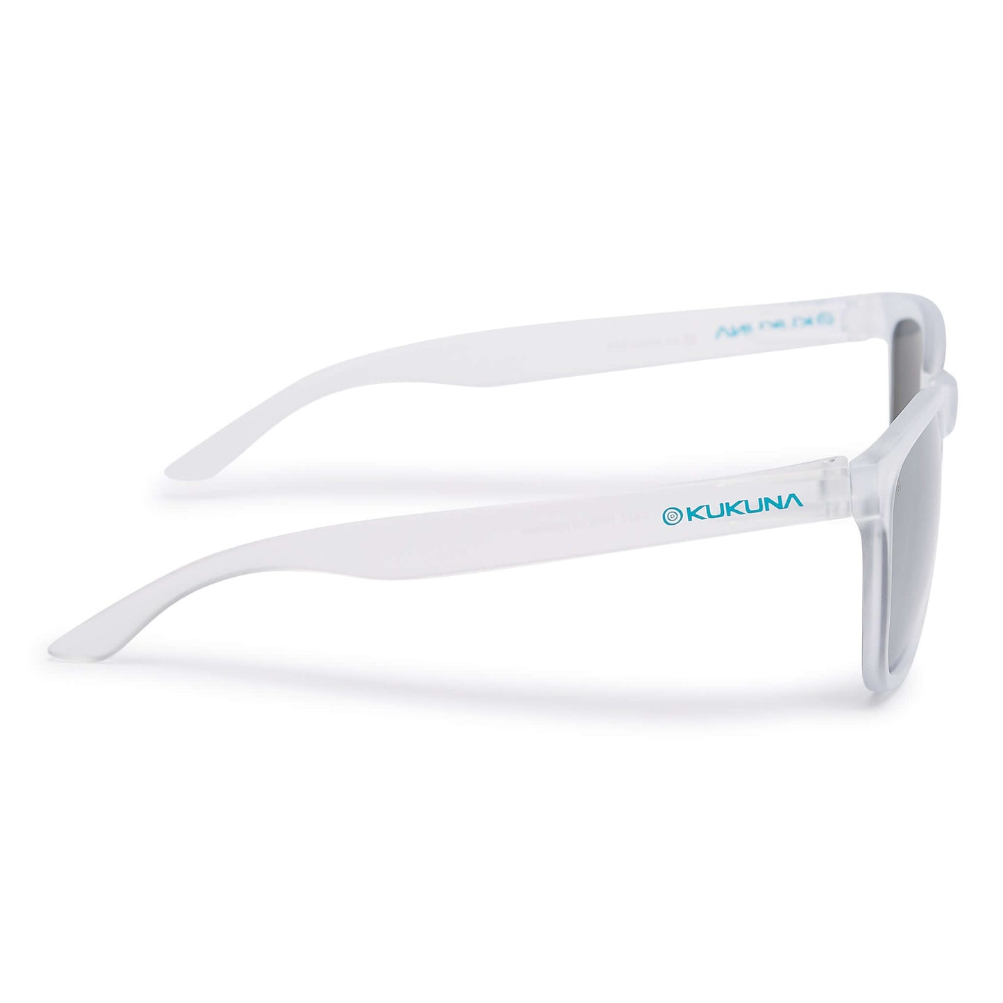 Kukuna® Fistral lifestyle sunglasses with clear frosted frame and grey lens, perfect for outdoor adventures.