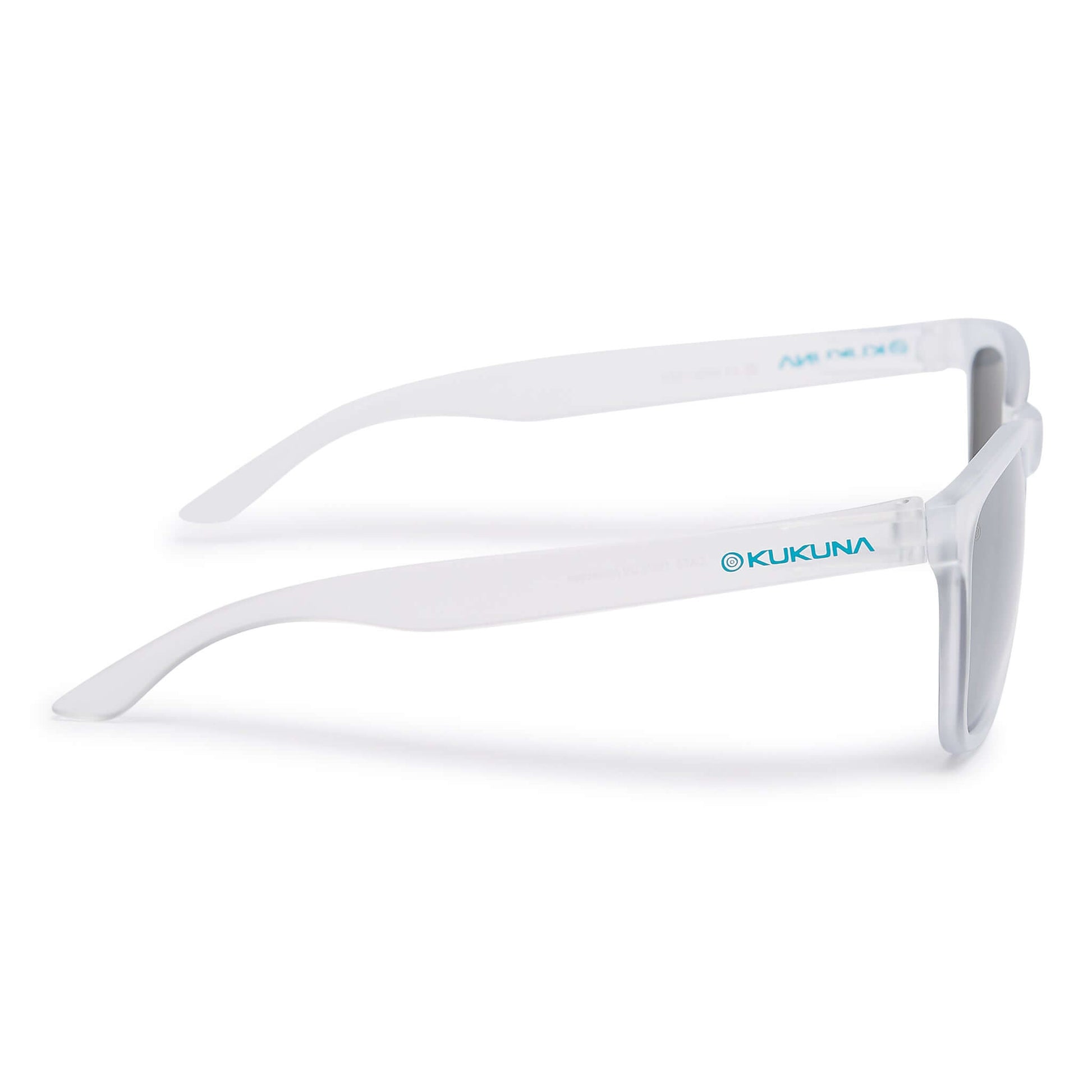 Kukuna® Fistral lifestyle sunglasses with clear frosted frame and grey lens, perfect for outdoor adventures.