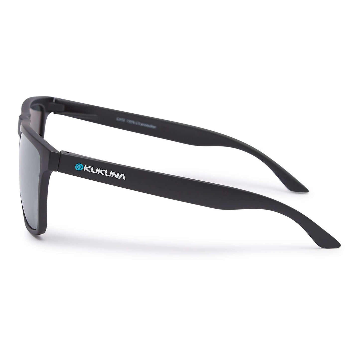 Kukuna® Barricane lifestyle sunglasses with grey lens, black mirror, and matte black TR90 frame, perfect for outdoor adventures.