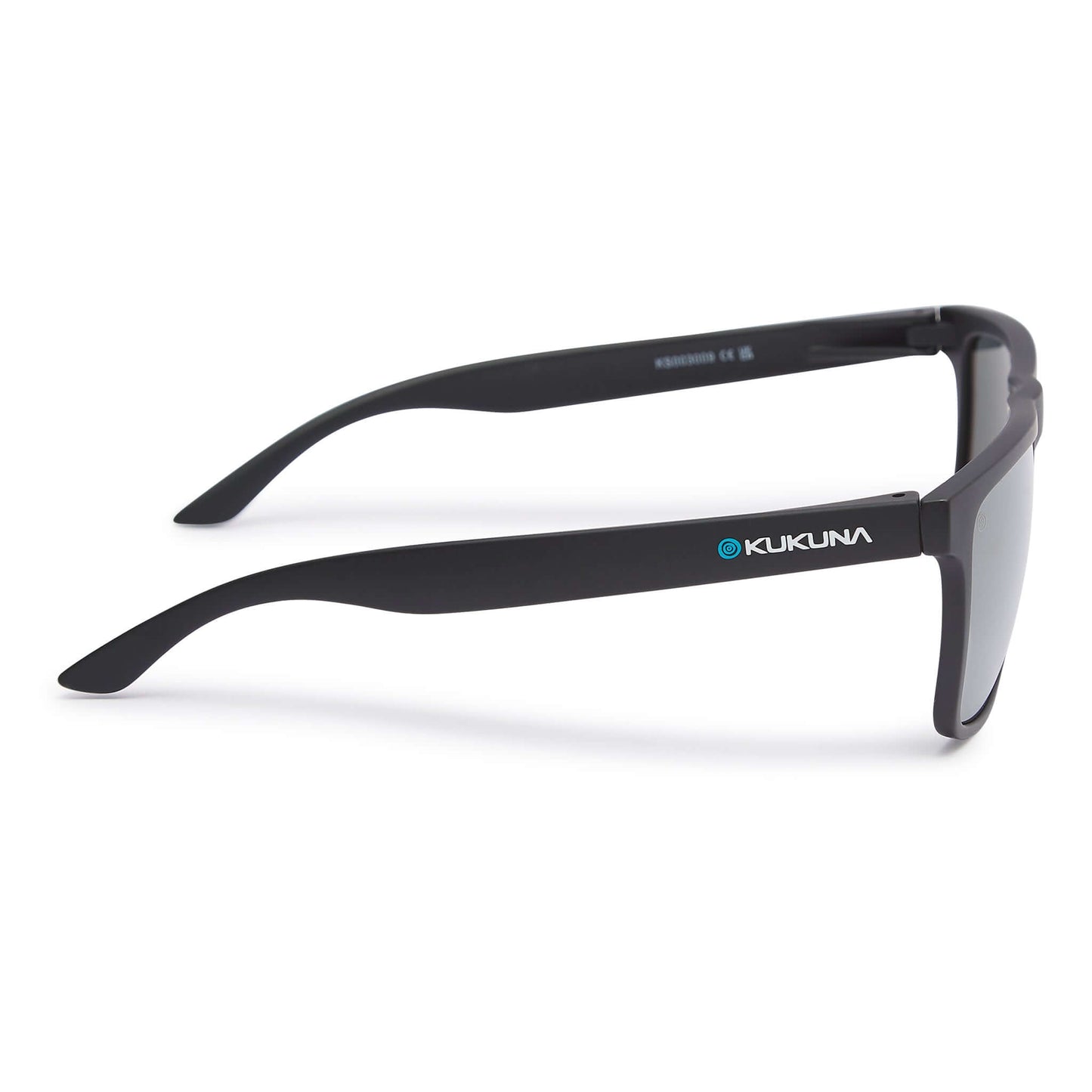 Kukuna® Barricane lifestyle sunglasses with black mirror grey lens and matt black TR90 frame, perfect for outdoor activities.
