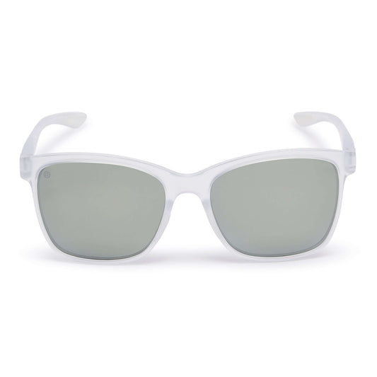 Kukuna Seaton lifestyle sunglasses with grey lenses and clear frosted TR90 frame, designed for performance and UV protection.