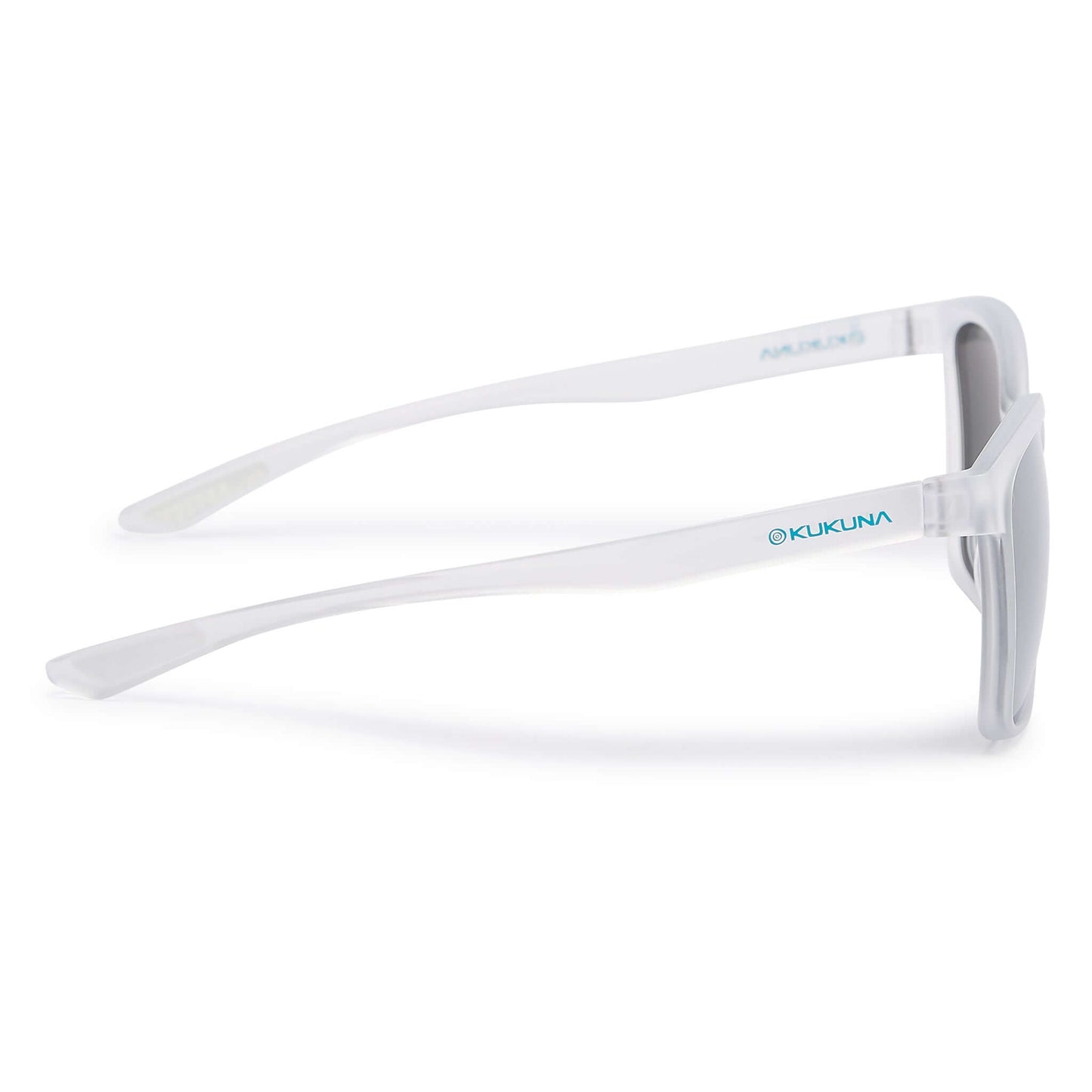 Kukuna Seaton lifestyle sunglasses with clear frosted frame and grey lens, showcasing stylish and functional sports eyewear.