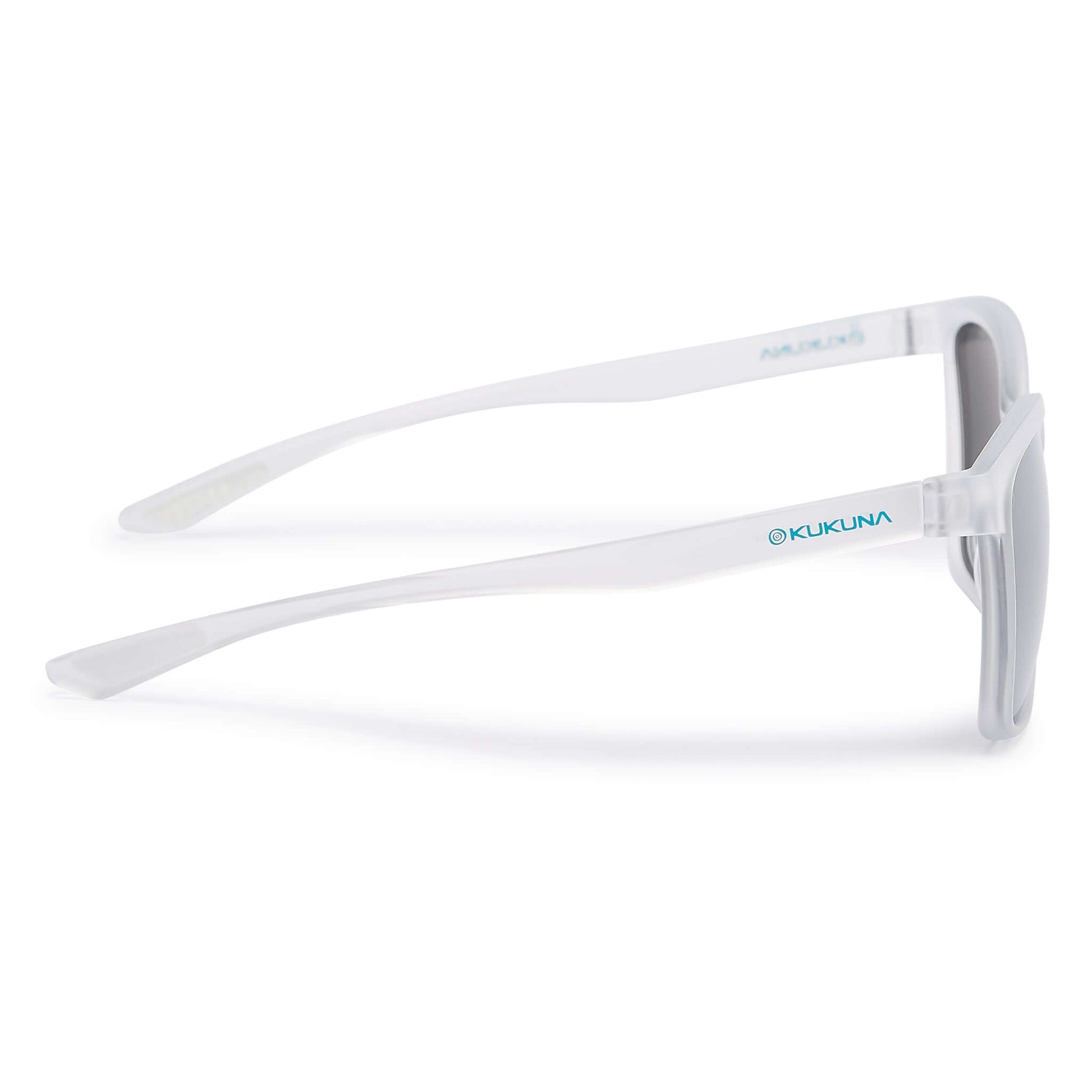 Kukuna Seaton lifestyle sunglasses with clear frosted frame and grey lens, showcasing stylish and functional sports eyewear.
