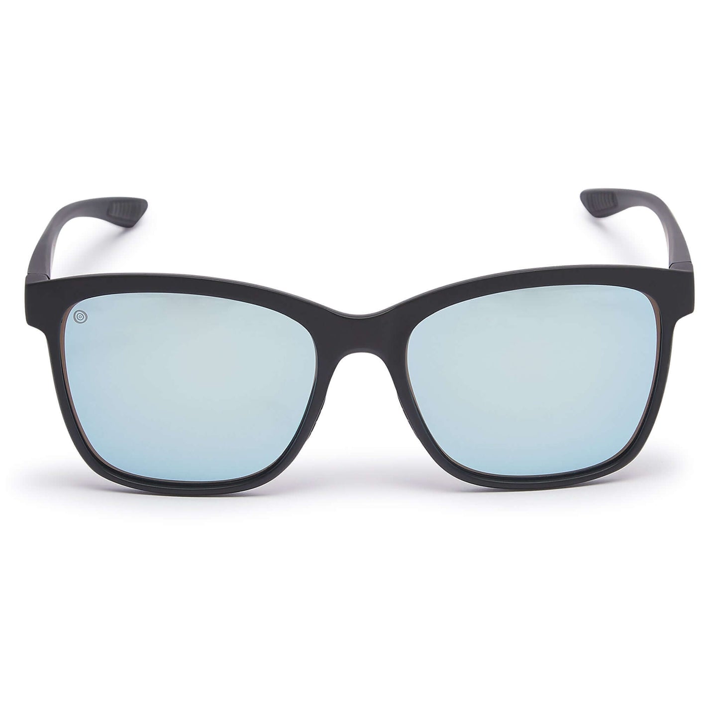 Kukuna Seaton lifestyle sunglasses with grey lenses and blue mirror, featuring a sleek matt black TR90 frame.