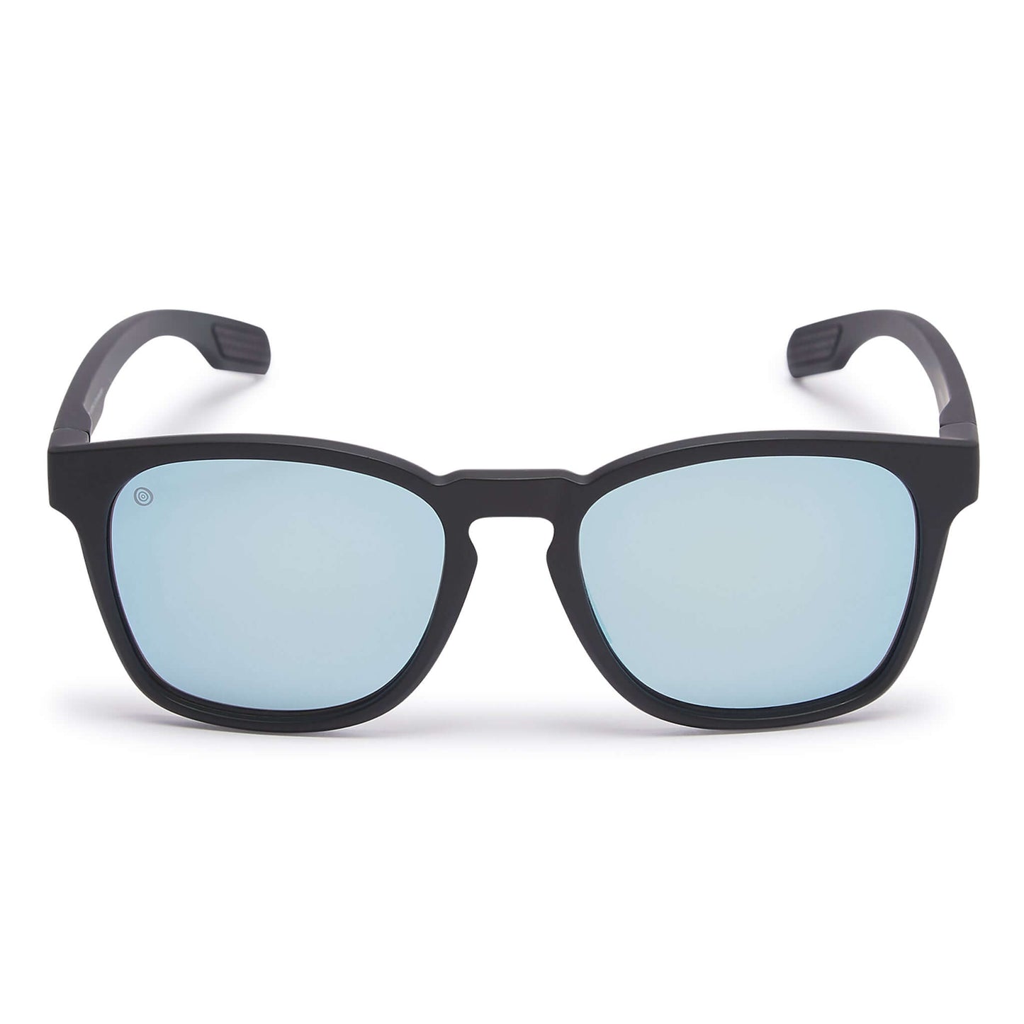 Kukuna® Dawlish lifestyle sunglasses with grey lens and blue mirror, featuring a matte black TR90 frame.
