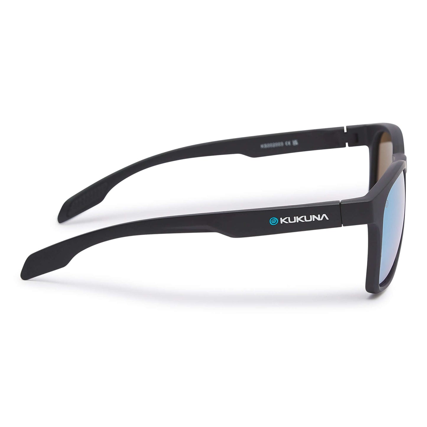 Kukuna® Dawlish lifestyle sunglasses in matt black TR90 frame with blue mirror grey lens, perfect for outdoor adventures.