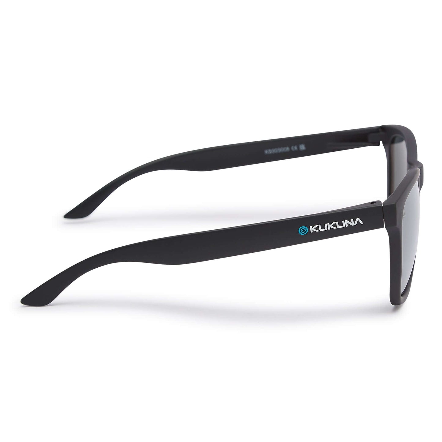 Kukuna® Fistral lifestyle sunglasses featuring a sleek matt black TR90 frame and grey lenses for active adventures.