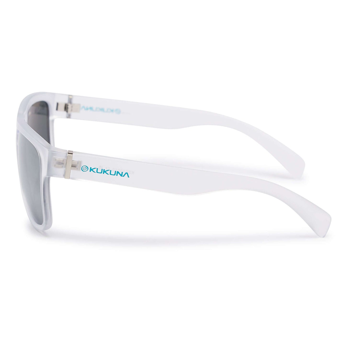 Kukuna® Nanjizal grey lens lifestyle sunglasses with clear frosted TR90 frame and sleek design.