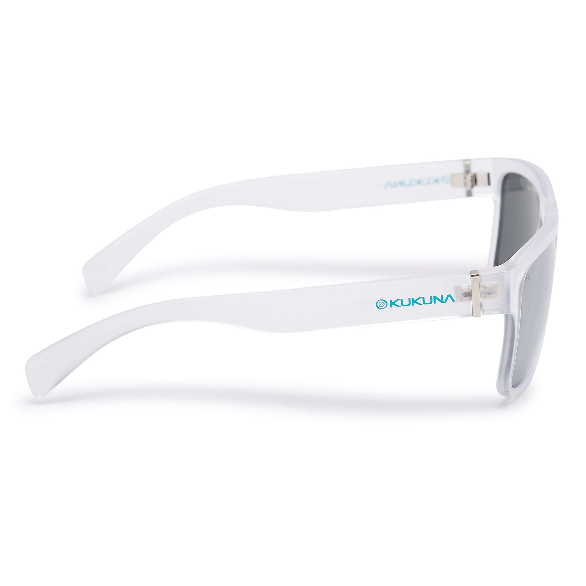Kukuna® Nanjizal lifestyle sunglasses with clear frosted frame and grey lens for modern style and optimal performance.