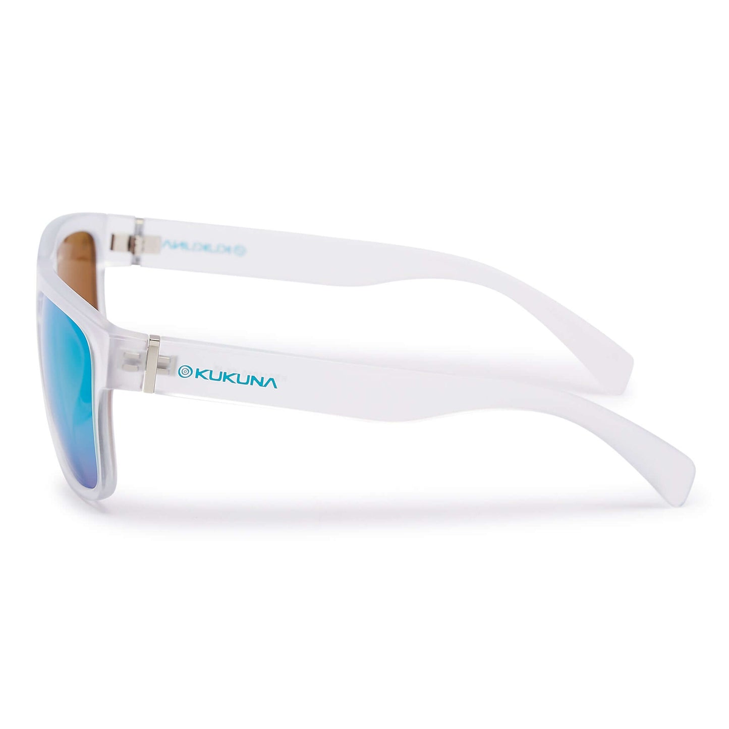 Kukuna® Nanjizal lifestyle sunglasses with clear frosted frame and green mirror lens for modern style and ultimate performance.