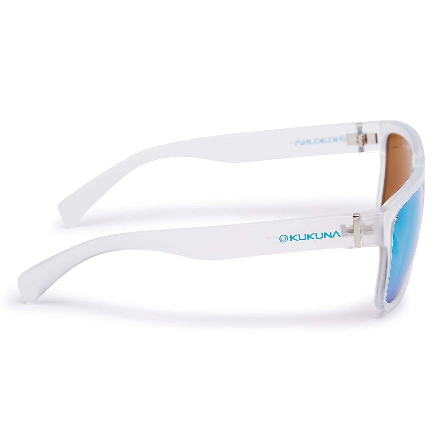 Kukuna® Nanjizal lifestyle sunglasses with clear frosted frame and green mirror lens, perfect for sports and modern style.