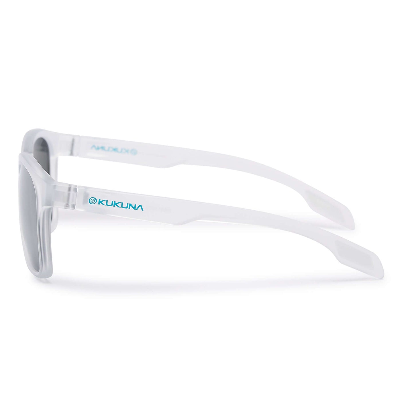 Kukuna® Dawlish lifestyle sunglasses in clear frosted frame with grey lens, perfect for outdoor adventures.