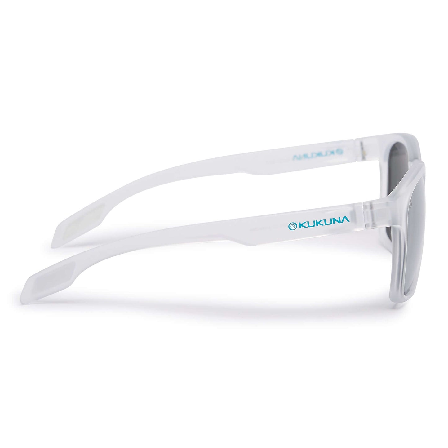 Kukuna® Dawlish lifestyle sunglasses with clear frosted TR90 frame and grey lens, perfect for outdoor adventures.