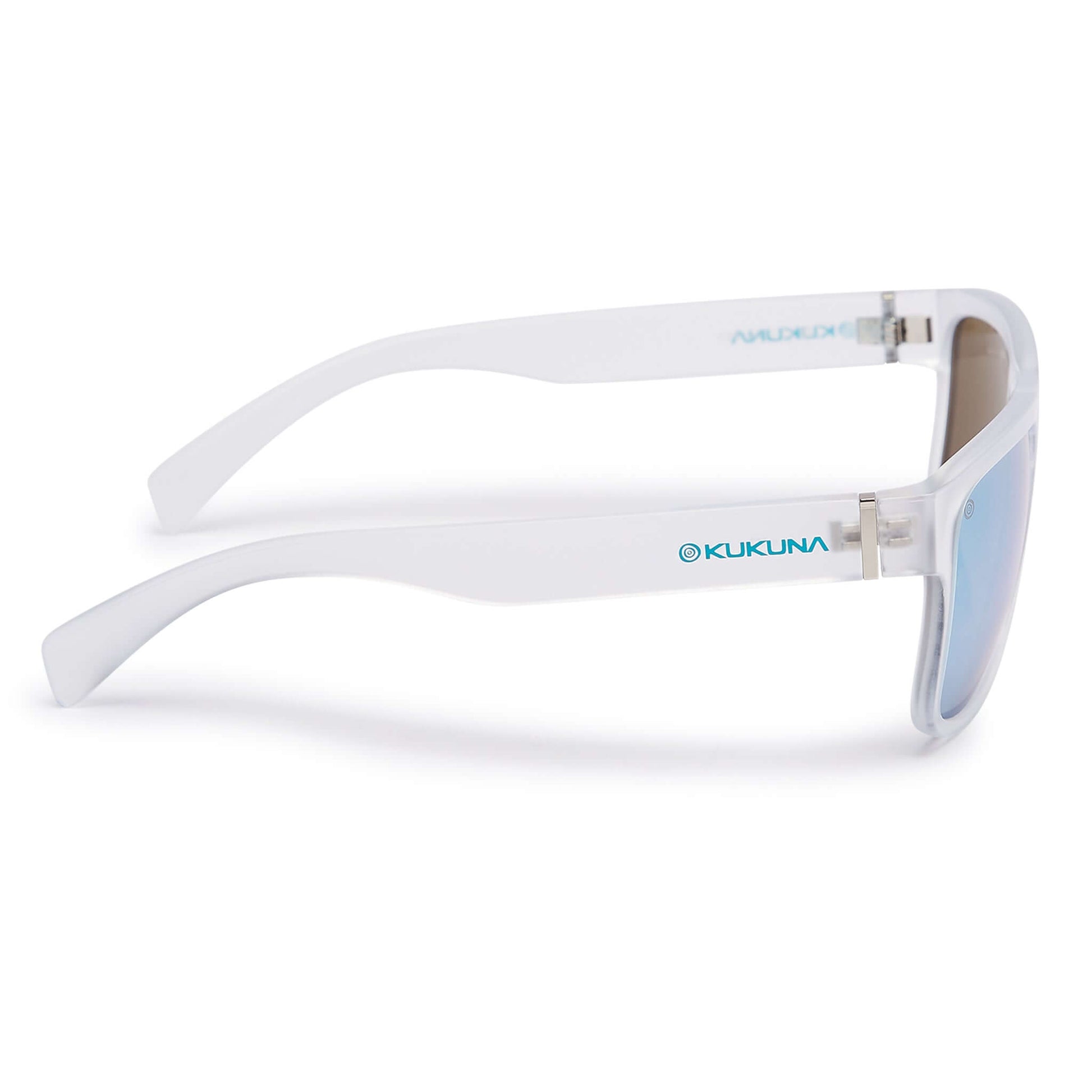 Kukuna® Nanjizal lifestyle sunglasses with clear frosted TR90 frame and blue mirror grey lenses, designed for ultimate performance.